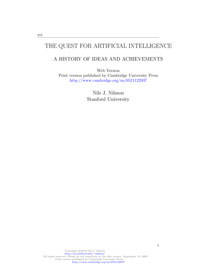 The Quest for Artificial Intelligence: A History of Ideas and Achievements