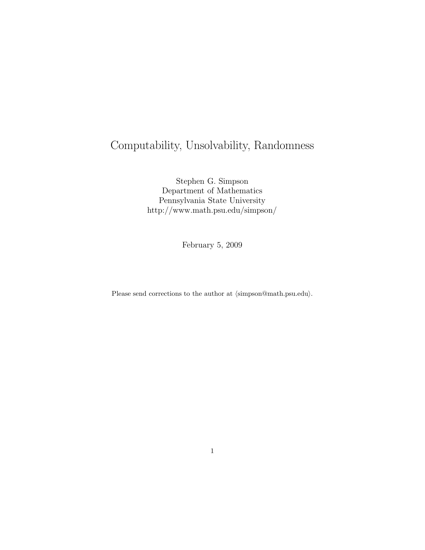 Computability, Unsolvability, Randomness