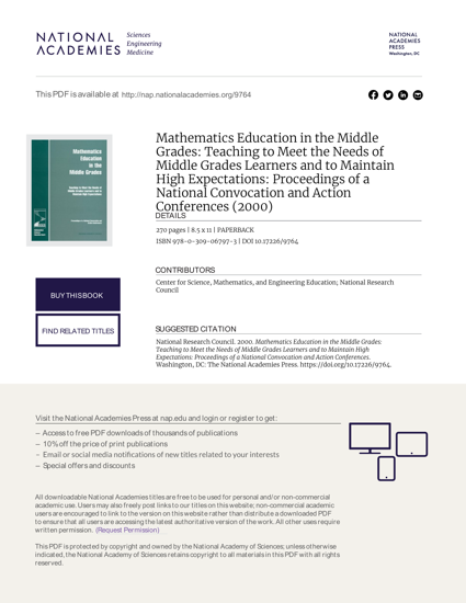 Mathematics Education in the Middle Grades