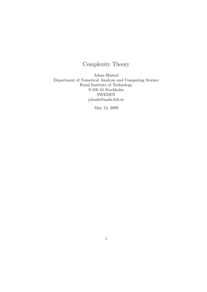 Complexity Theory