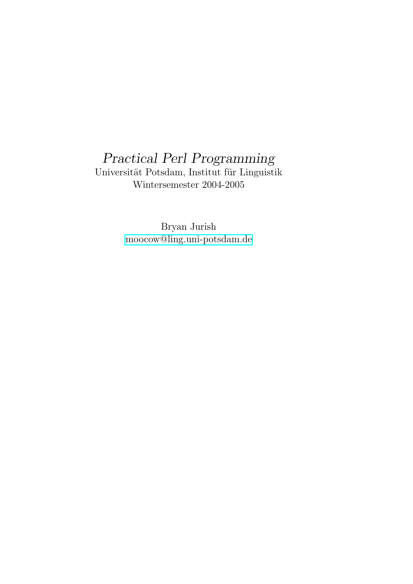 Practical Perl Programming