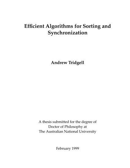 Efficient Algorithms for Sorting and Synchronization