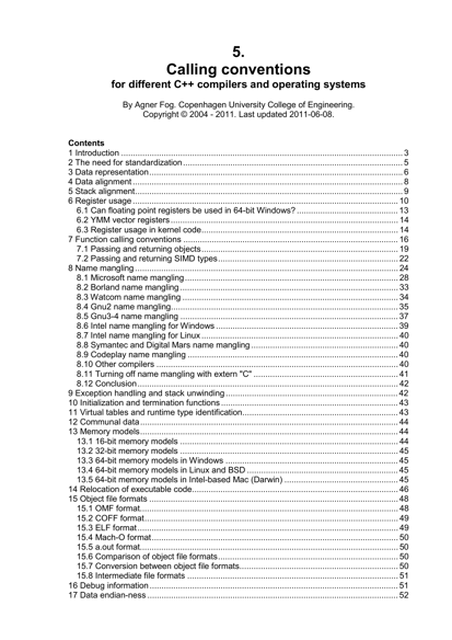 Calling conventions for different C++ compilers and operating systems by Agner Fog
