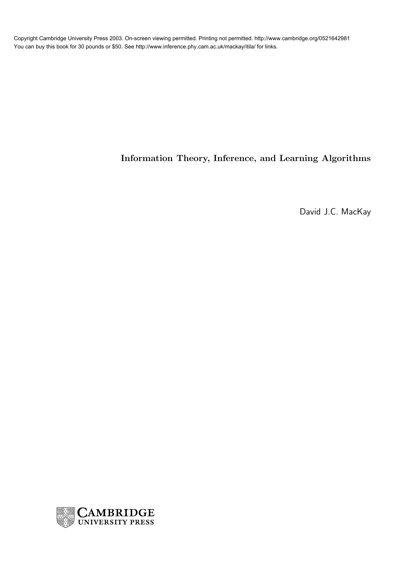 Information Theory, Inference, and Learning Algorithms
