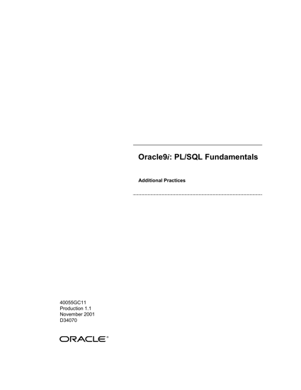 Oracle9i: PL/SQL Fundamentals