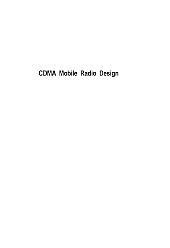 Cdma Mobile Radio Design Artech House